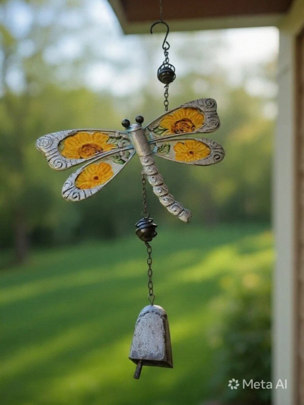 Dragonfly Wind Chime Metal Garden Decor Outdoor Hanging Patio Yard Decoration